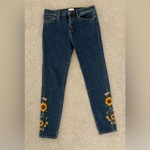 EUC DRIFTWOOD Jackie high rise Skinny Jeans with Sunflowers Sz 30